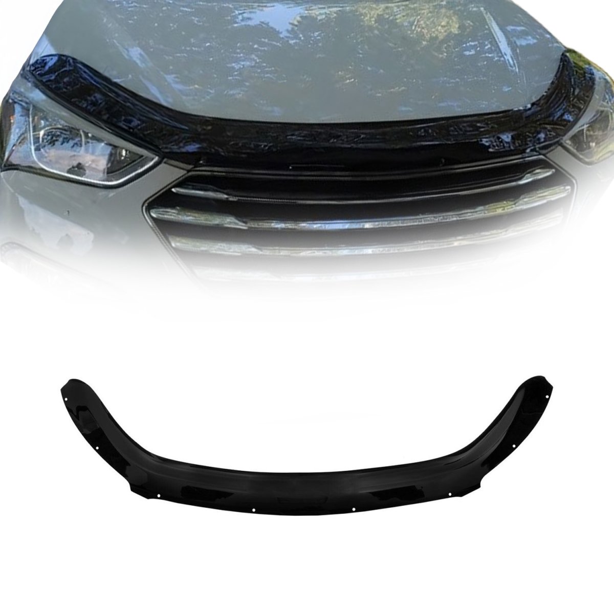 Hyundai Santa Fe Hood Deflector - Omac - Acrylic, without Logo - Black - 2013-2018 Hyundai Santa Fe Hood Deflector - Omac - Acrylic, without Logo - Black - 2013-2018
